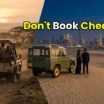 Comparison between cheap shared safari and luxury private safari in Dubai.