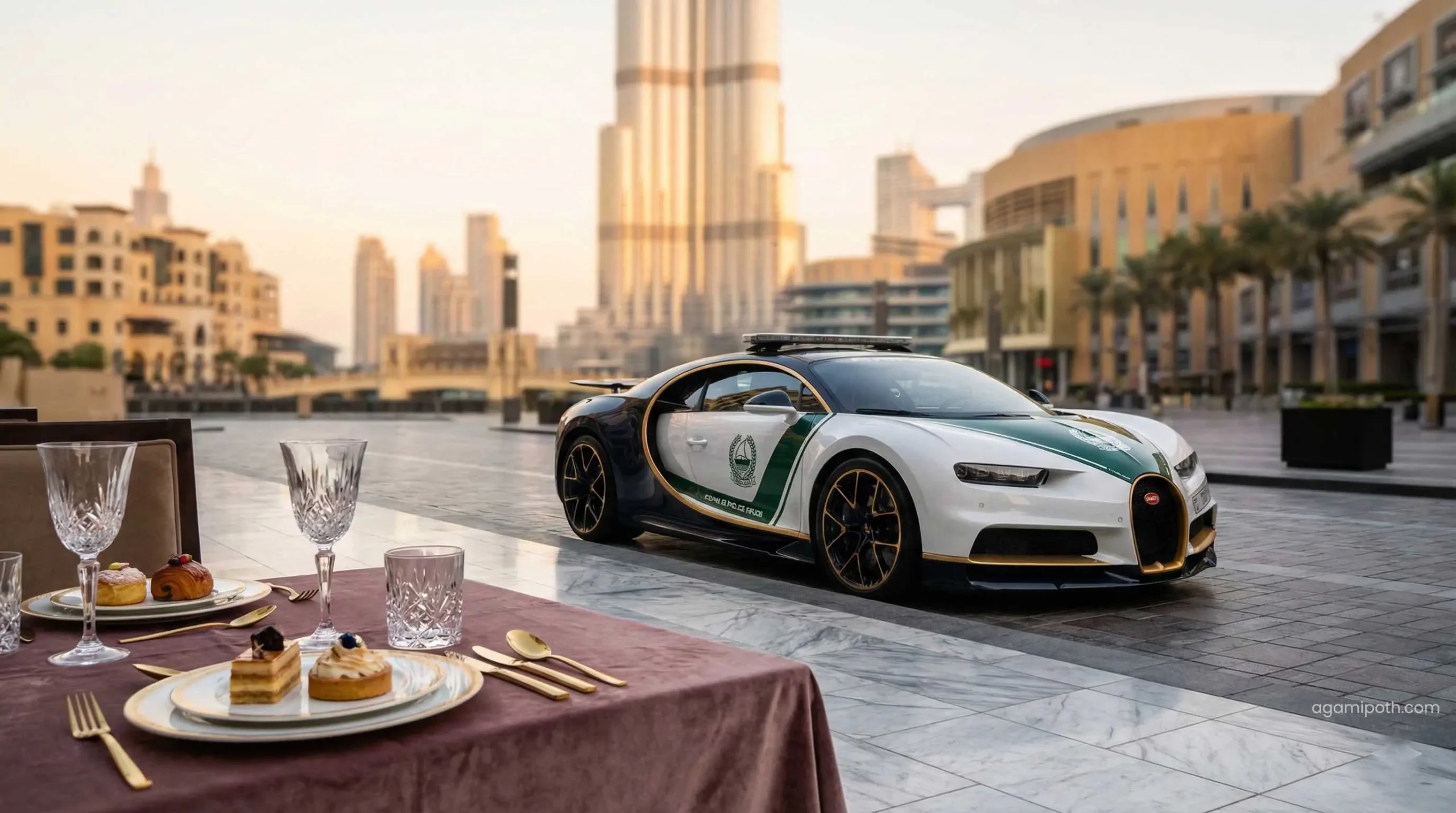 Dubai Police luxury patrol car ensuring tourist safety.