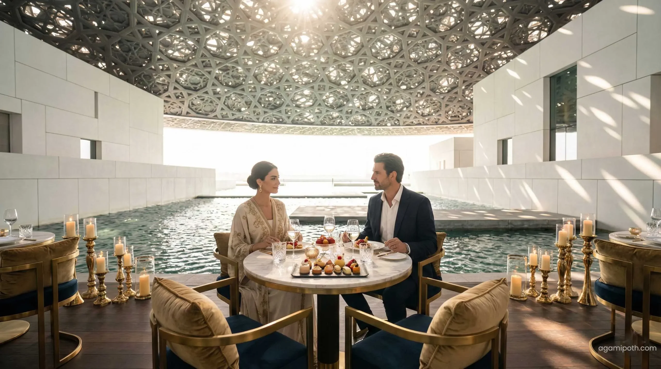 Louvre Abu Dhabi museum rain of light dome architecture.